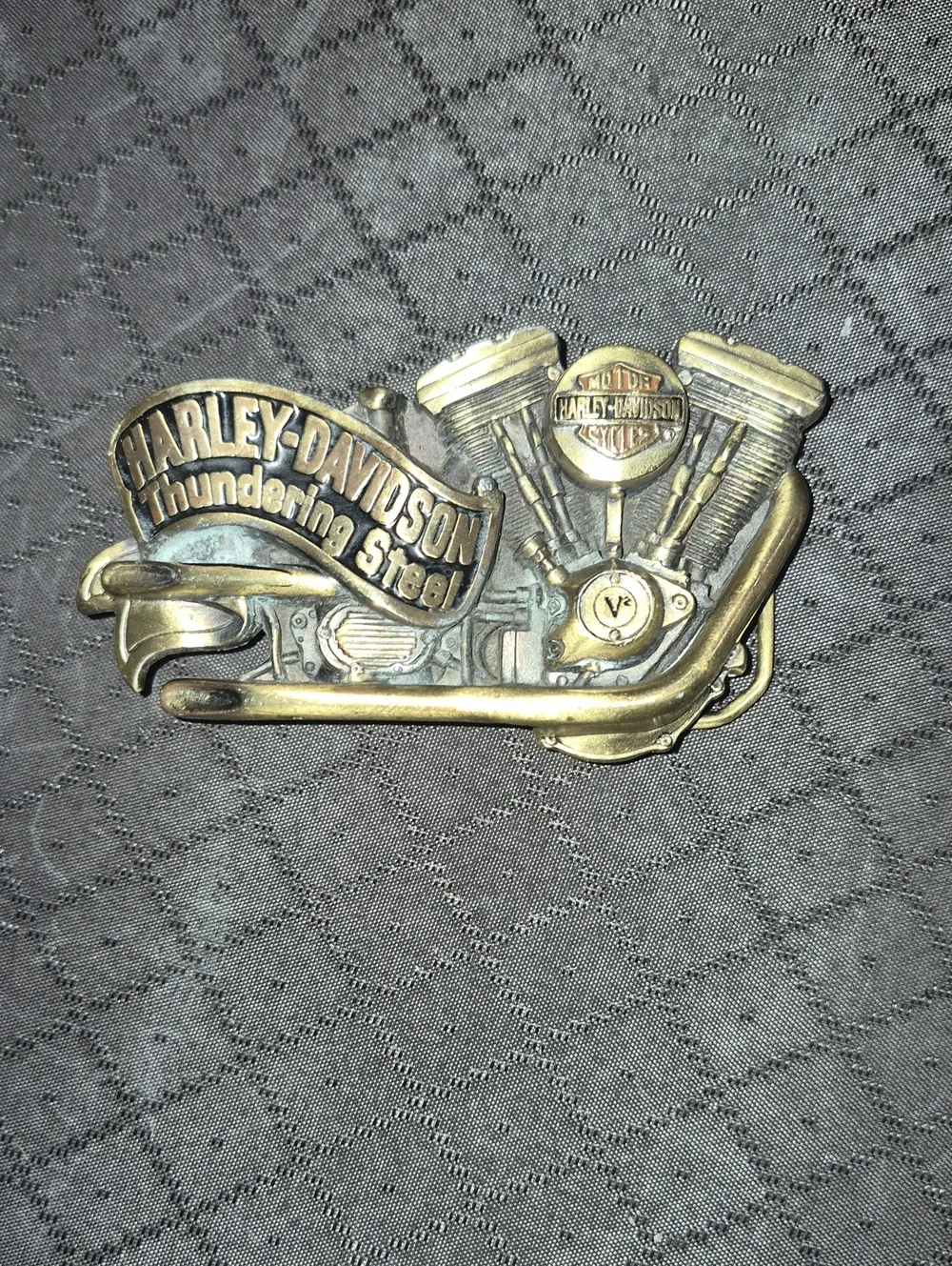 Harley-Davidson Brass Tone Engine Belt Buckle